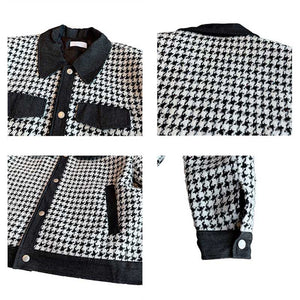 Houndstooth Patchwork Lapel Jacket