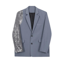 Load image into Gallery viewer, Asymmetric Sequins Patchwork Blazer
