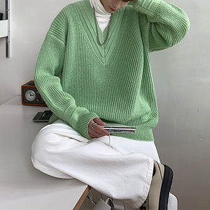 Elegant V-neck Knitted Sweater