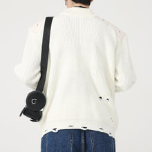 Load image into Gallery viewer, Hole Design Stitching Shoulder Pad Sweater
