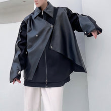 Load image into Gallery viewer, Irregular Wool and Leather Panel Jacket
