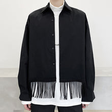 Load image into Gallery viewer, Black Fringed Cropped Lapel Jacket
