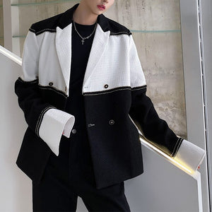 Black and White Contrasting Colorblock Blazer