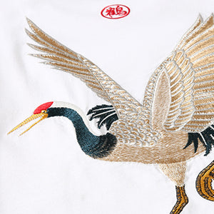 Crane Embroidered Short Sleeve T-Shirt