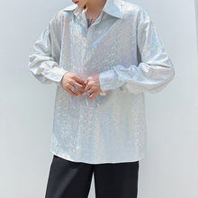 Load image into Gallery viewer, Button Loose Lapel Silver Shirt
