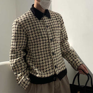 Houndstooth Belt Lapel Slim Fit Jacket