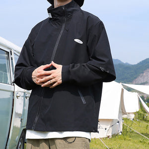 Outdoor Stand Collar Fake Two Piece Jacket