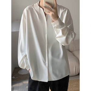 Draped V-Neck Long Sleeve Casual Shirt