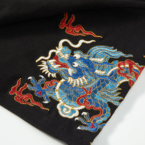 Dragon Embroidered Loose Short Sleeve T-Shirt