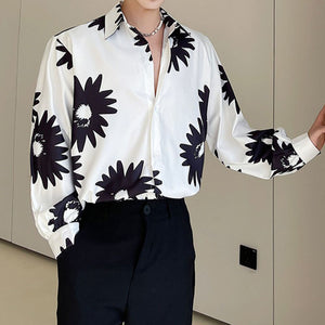 Black Floral Print Long Sleeve Shirt