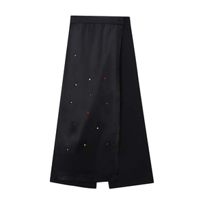 Multicolored Beaded Wide-Leg Paneled Culottes