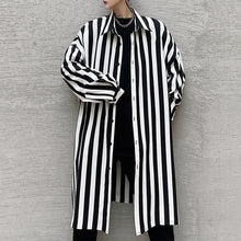 Load image into Gallery viewer, Draped Striped Loose Mid Shirt
