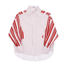 Load image into Gallery viewer, Irregular Stripe Panel Long Sleeve Shirt
