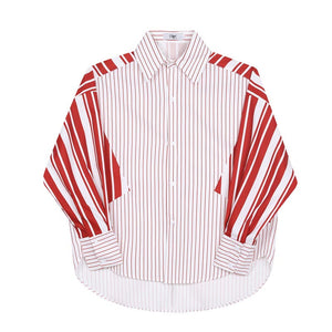 Irregular Stripe Panel Long Sleeve Shirt