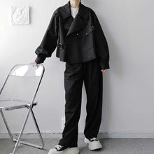 Load image into Gallery viewer, Dark Punk Asymmetric Cropped Cargo Jacket
