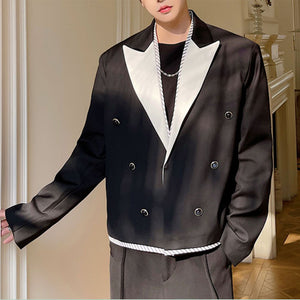 Black And White Contrast Panel Blazer