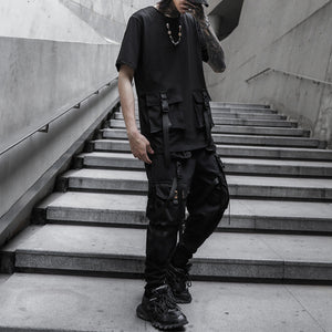 Black Slim Fit Casual Overalls