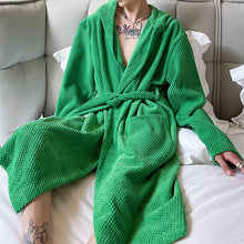 Load image into Gallery viewer, Green Tie Hooded Midi Robe Jacket
