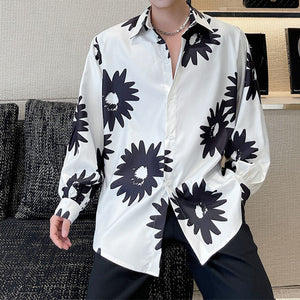 Black Floral Print Long Sleeve Shirt