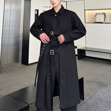 Load image into Gallery viewer, Dark Metal Buckle Lace-Up Mid-Length Coat
