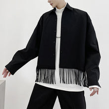 Load image into Gallery viewer, Black Fringed Cropped Lapel Jacket
