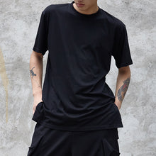 Load image into Gallery viewer, Black Crew Neck Mid Length T-Shirt
