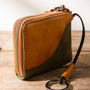 Canvas Stitching Leather Wallet