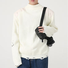 Load image into Gallery viewer, Hole Design Stitching Shoulder Pad Sweater
