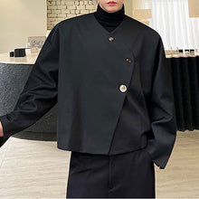 Load image into Gallery viewer, Irregular Placket Collarless Three Button Cropped Jacket
