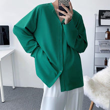 Load image into Gallery viewer, Collarless Loose Sleeve Long Sleeve Shirt
