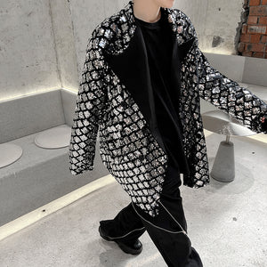 Double Breasted Sequined Lapel Jacket