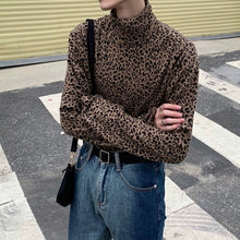 Load image into Gallery viewer, Men&#39;s Leopard Print Turtleneck T-shirt
