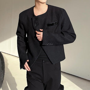 Irregular Slanted Placket Cropped Jacket