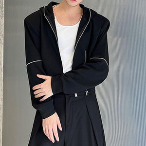 Multi-Zip Detachable Sleeves Hood Cropped Jackets