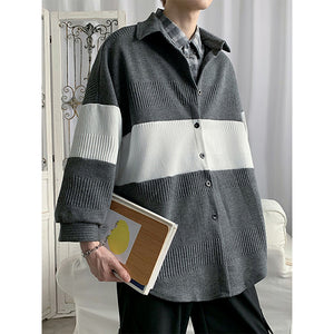 Color Contrast Paneled Knit Jacket