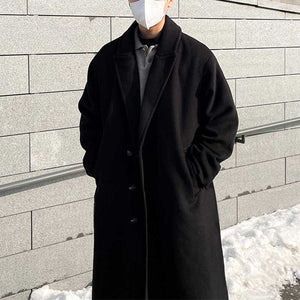 Black Mid-length Over-the-knee Thickened Coat