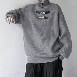 Retro Turtleneck Solid Color Thickened Knitted Sweater