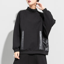 Load image into Gallery viewer, Paneled PU Leather Dolman Sleeve Pocket T-Shirt
