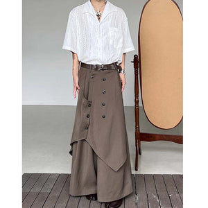 Irregular Drape Wide-Leg Trousers