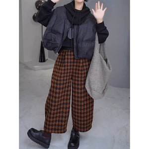 Retro Thickened Plaid Casual Pants