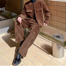 Load image into Gallery viewer, Retro Thickened Woolen Short Jacket and Straight Trousers Two-piece Set
