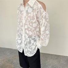 Load image into Gallery viewer, Patterned Sheer Off Shoulder Long Sleeve Shirt
