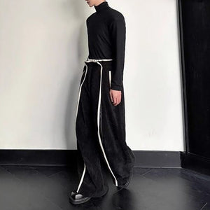 Straight-leg Webbing Patchwork Wide-leg Trousers