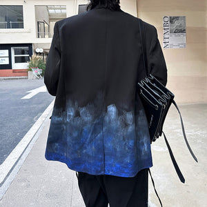 Splash-ink Gradient Design Shoulder Pad Blazer