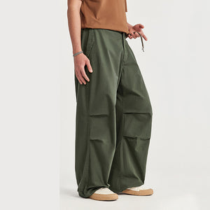 Loose Casual Multi-pocket Straight Wide-leg Trousers