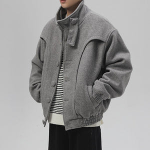 Retro Stand Collar Thickened Short Coat