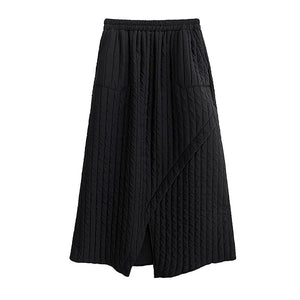 French Retro Black High Waist Thick Skirt