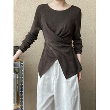 Load image into Gallery viewer, Irregular Hem Cross Waist Bottoming Sweater
