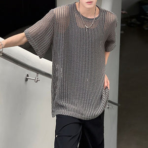 Mesh Knit Casual Short Sleeve Shirt