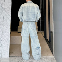 Load image into Gallery viewer, Detachable Denim Jacket With Three-Dimensional Pockets Two-piece Set
